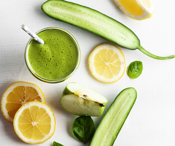 Cucumber, lemon, apple green smoothie