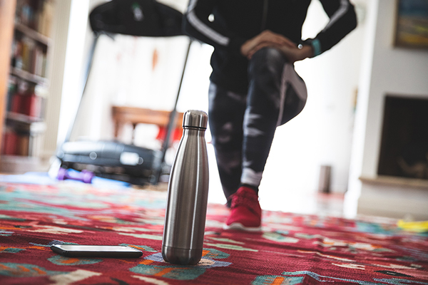 Woman working out at home