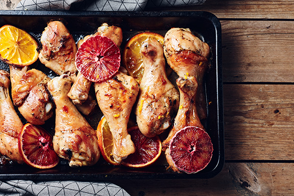 Chicken thighs in baking pan