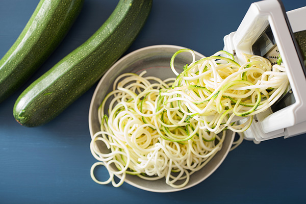 Spiralizing zucchini zoodles