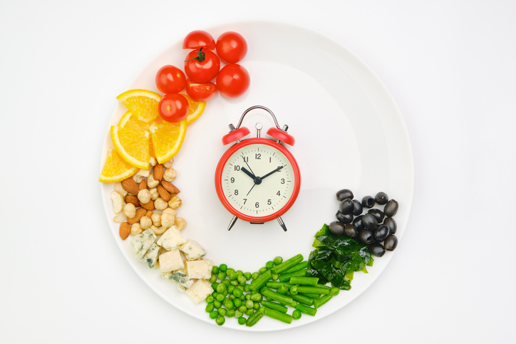 Image of a Clock Surrounded by Food | Strength Training For Women