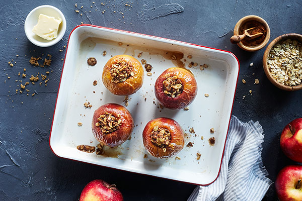 Baked apples on a sheet pan