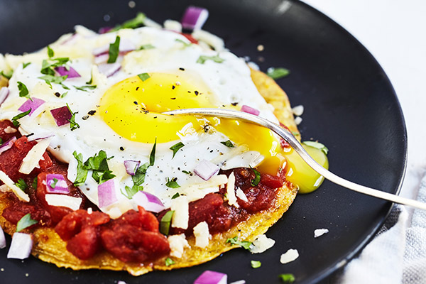 Healthy Huevos Rancheros on a plate