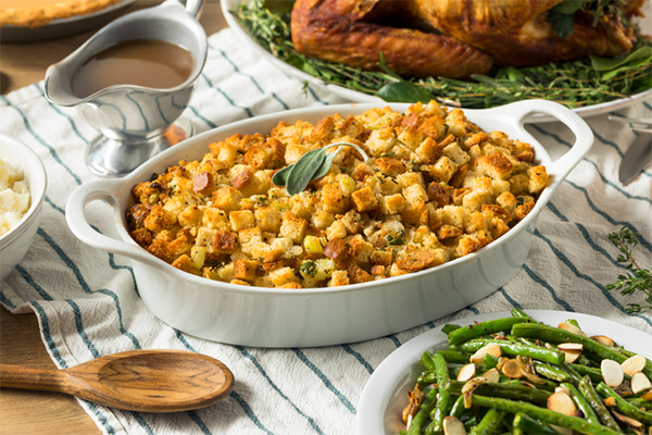 dish of stuffing | Holiday Food Calories