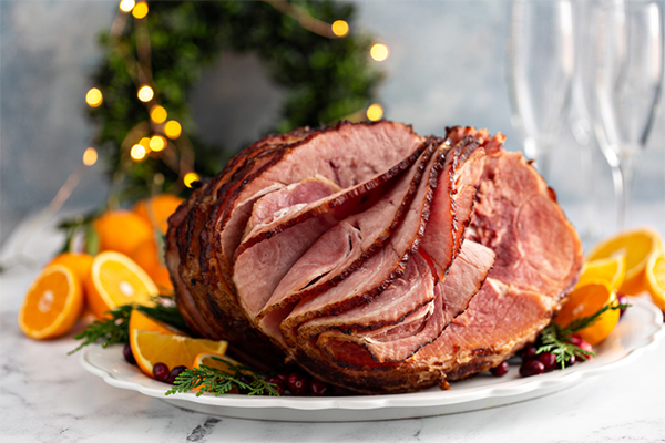 plate of sliced ham | Holiday Food Calories