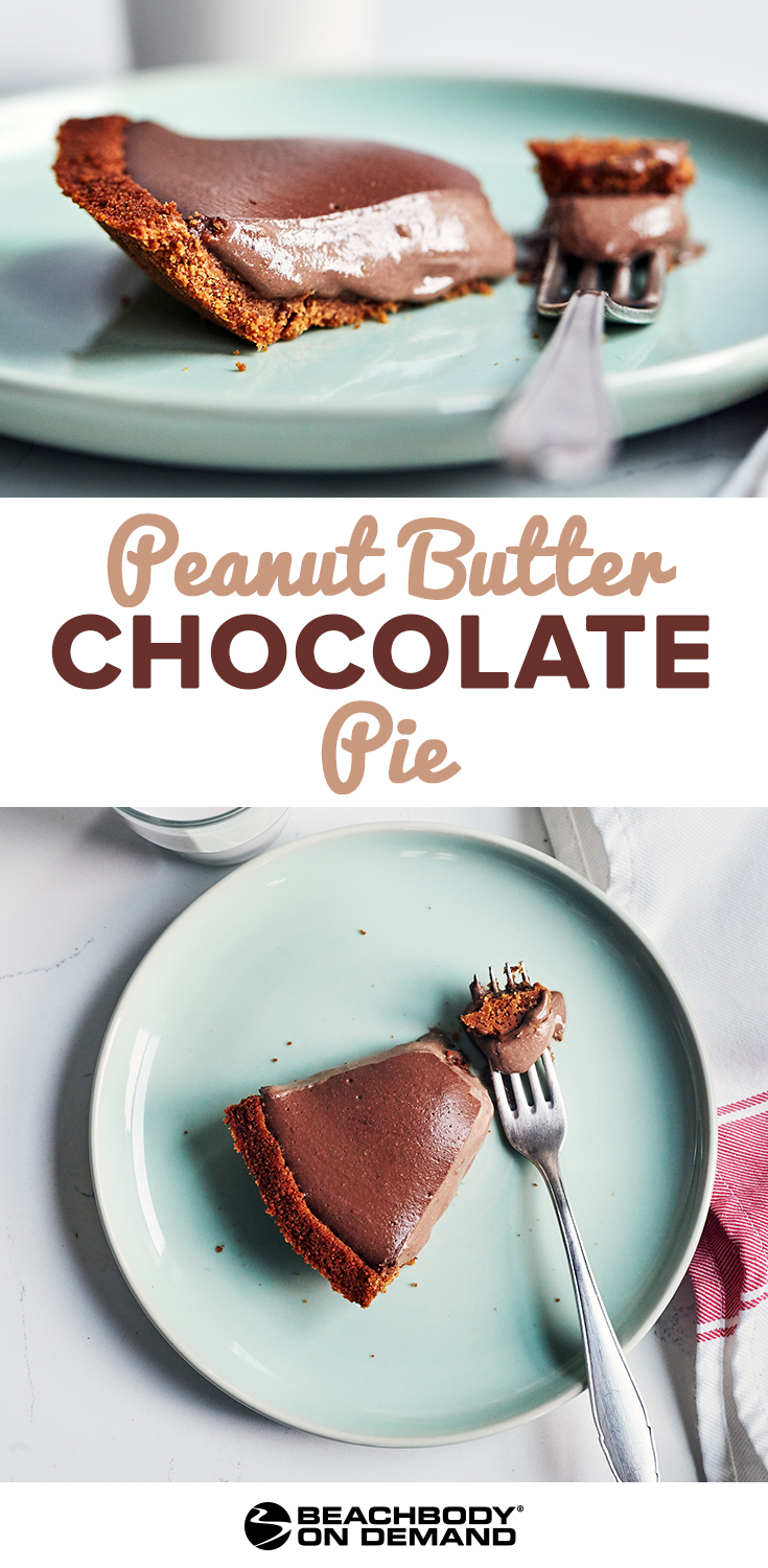 We created a pie that is delicious and good for you! Thanks to Shakeology, this peanut butter chocolate pie has 13 g of protein per slice. 
