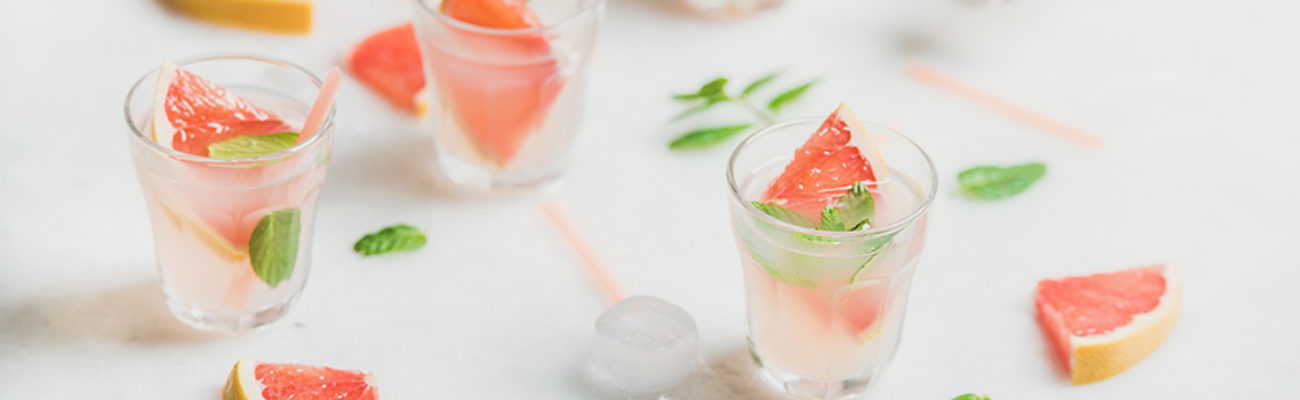 Grapefruit and mint infused water