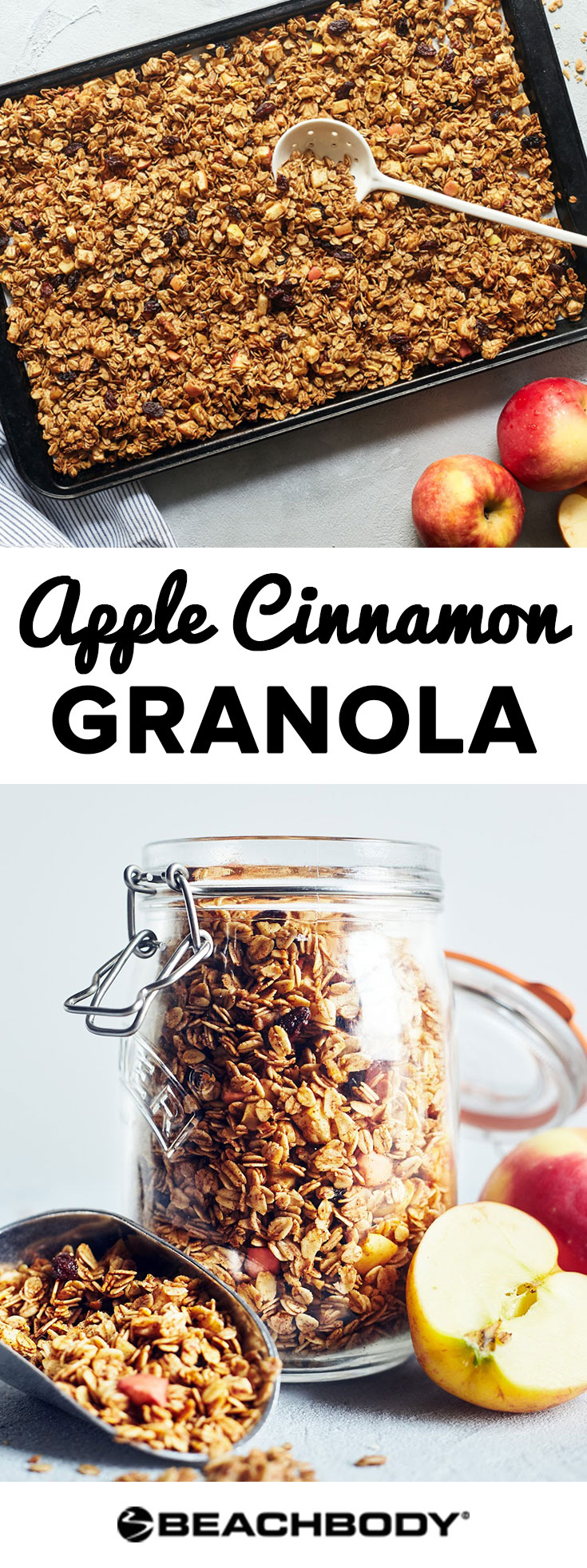 Homemade granola made with apples and cinnamon 