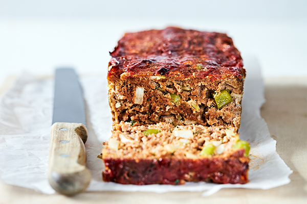 This Easy Meatloaf recipe uses beef, bell pepper, onion, celery, and spices. 