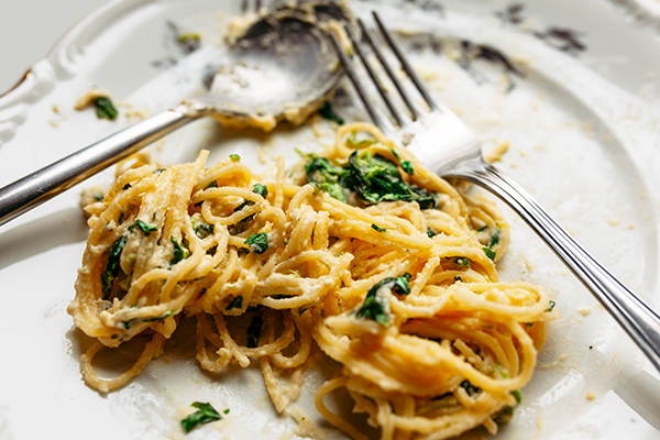 Pasta With Kale and Turkey Sausage on a plate