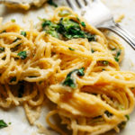 Pasta With Kale and Turkey Sausage on a plate