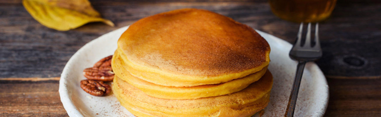 Pumpkin protein pancakes on a plate