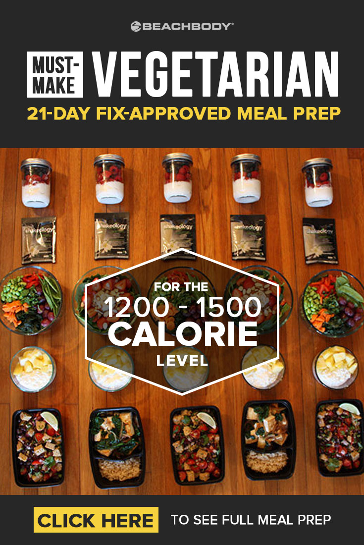 This easy vegetarian meal prep is 21 Day Fix approved and full of tasty recipes ideas! Read on to find out how this 1200-1500 calorie meal prep can fit into your healthy eating plan. #mealprep #mealpreps #mealplanning #21dayfix #21dayfixideas #21dayfixrecipes #21dayfixmealprep #vegetarianmealprep