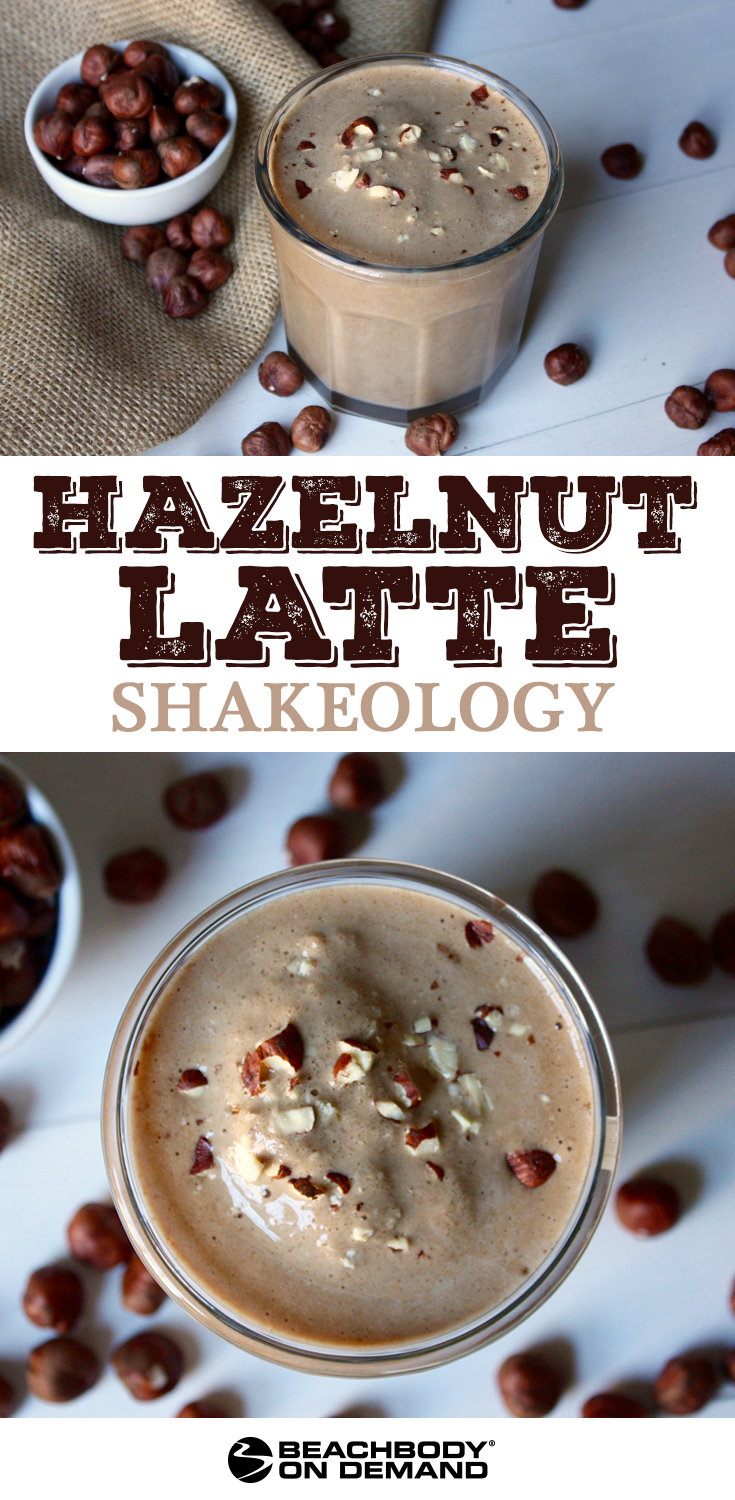 Kick-start your day with this Hazelnut Latte Shakeology smoothie with Café Latte Vegan Shakeology, yummy hazelnut extract, and real hazelnuts.