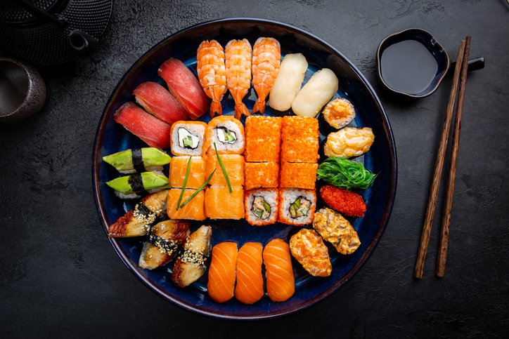 Platter of Sushi on Table | Foods That Seem Healthy But Arent