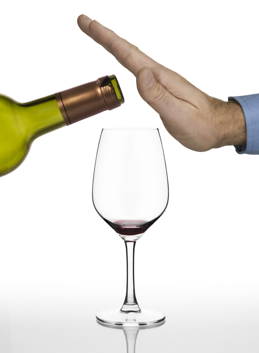 Hand of Man Turning Down Wine Refill | Alcohol on a diet