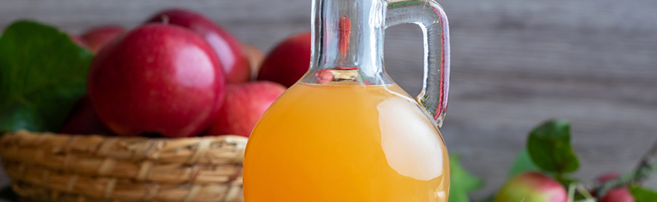 A bottle of raw unfiltered apple cider vinegar