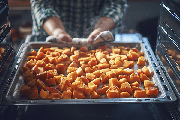 Roasting vegetables in oven