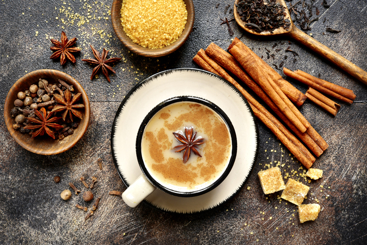 Overhead Shot of Chai and Traditional Spices | Healthy Spices