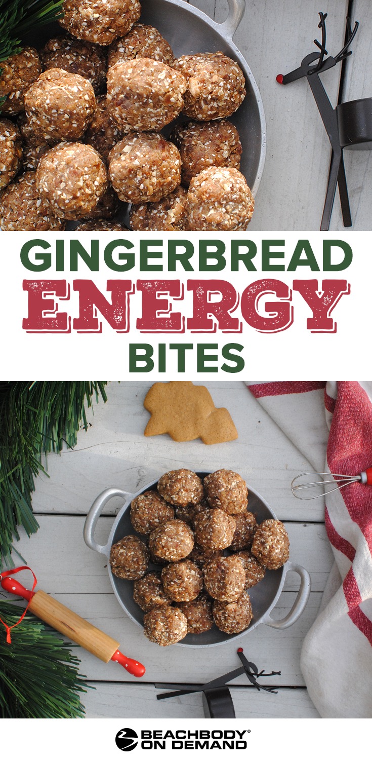 No-bake Gingerbread Balls recipe for holiday-spiced energy bites. 
