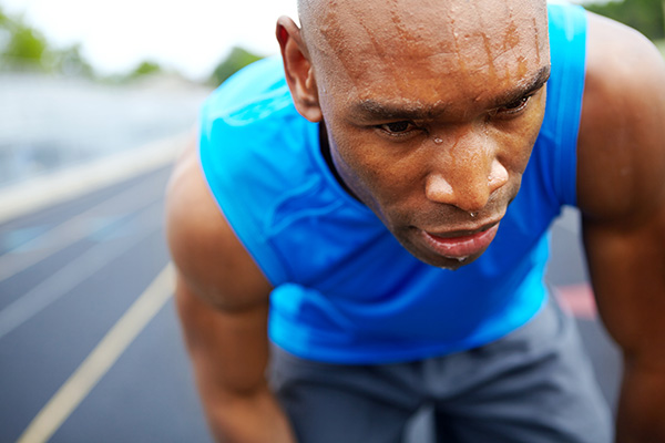 Close-up of sweaty runner