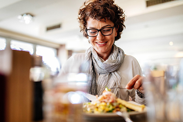 woman having lunch at a restaurant