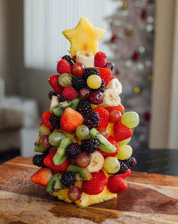 Healthy Holiday Snacks - Fruit Christmas Tree Centerpiece