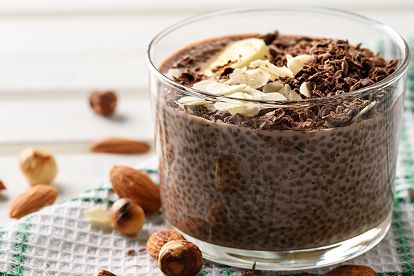 Cafe Latte Chia Pudding in a glass