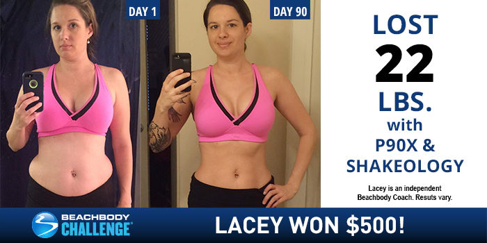 Lacey Davidson lost 22 lbs. in 90 days with P90X and Shakeology. 