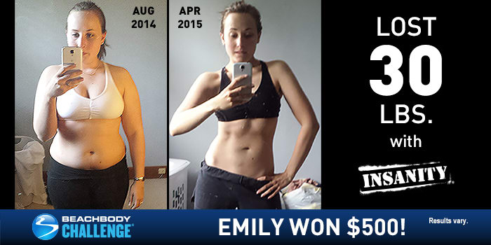 INSANITY Results: Emily Lost 30 Pounds and Won $500!