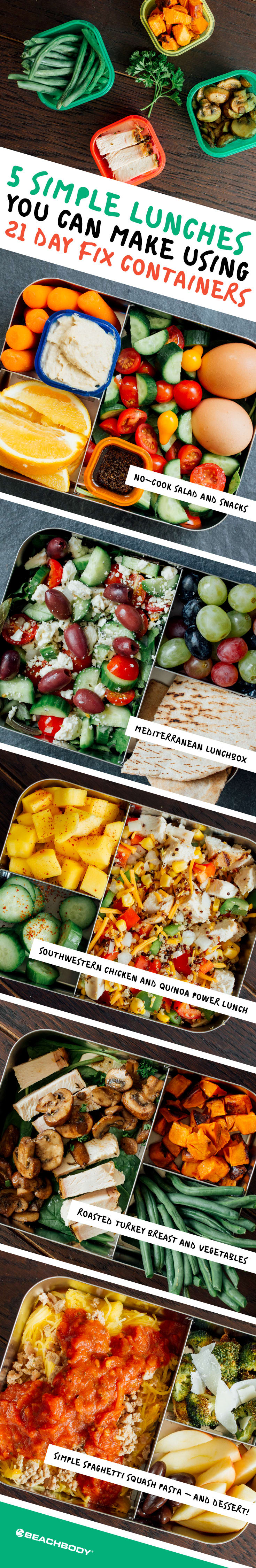 5 Simple Lunches You Can Make Using Portion Fix Containers (21 Day Fix Containers)