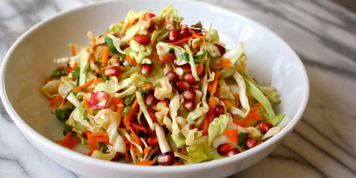 Pomegranate Salad with Walnuts and Cabbage