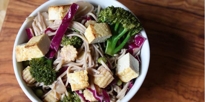Soba Salad with Asian Vegetables and Golden Tofu