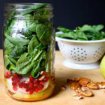 Blue Cheese, Pear, and Spinach Salad in a Mason Jar