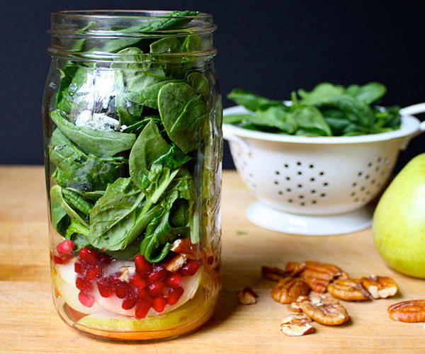 Apple Walnut Salad in a Jar (Mason Jar Salad Recipe)