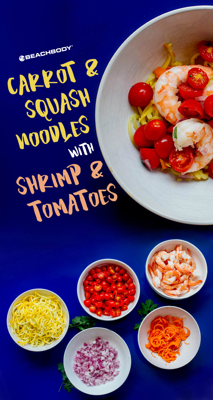Carrot and Squash Noodles With Shrimp and Tomatoes | TeamBeachbodyBlog.com