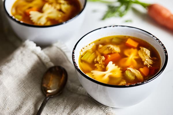 chicken soup in a bowl