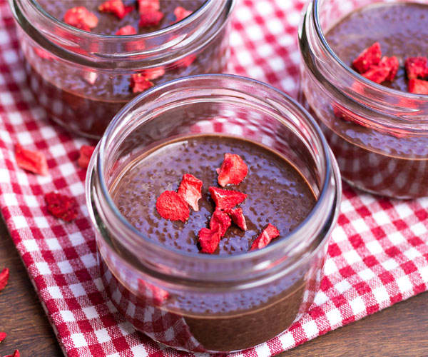 Chocolate Chia Pudding with Dried Strawberries Recipe | BeachbodyBlog.com