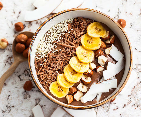 Hazelnut Smoothie Bowl with Chocolate Shakeology