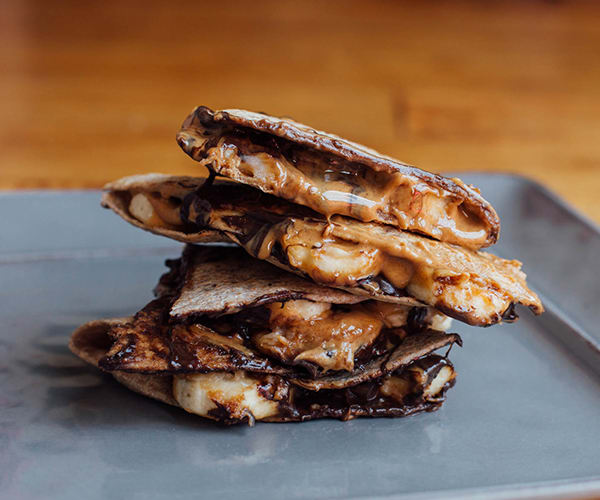 Chocolate, Peanut Butter, and Banana Quesadilla