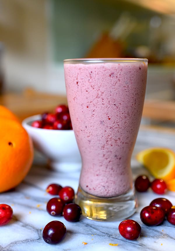 Wake up your taste buds with this Cranberry Orange Shakeology made with unsweetened cranberry juice and fresh cranberries.