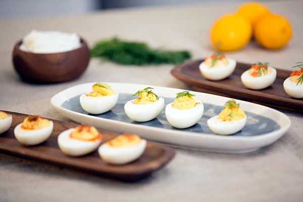 Deviled Eggs Three Ways FIXATE Game Day Recipes // healthy game day snacks