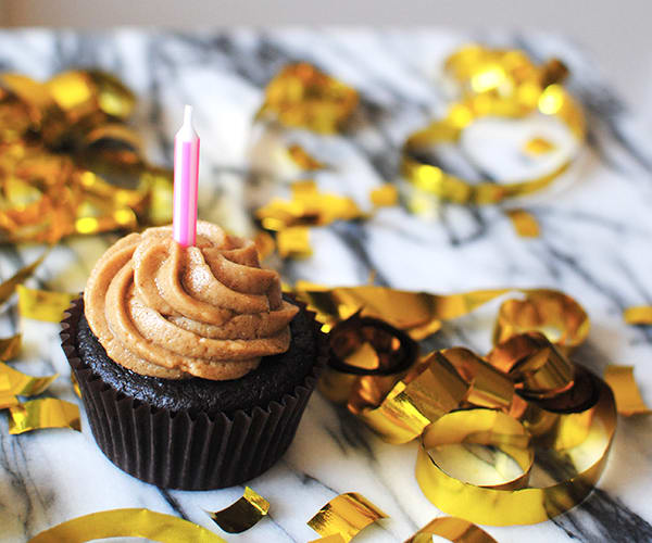 chocolate cupcake with candle
