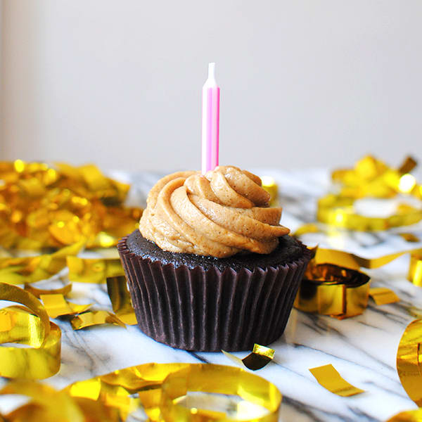 Chocolate cupcake with candle