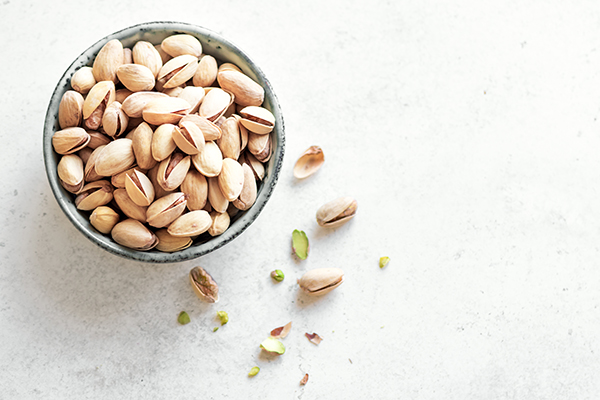 Pistachio nuts in a bowl