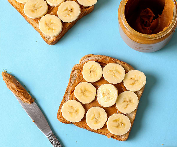 Healthy Snacks for Work Under 200 Calories - Peanut Butter and Banana Sandwich