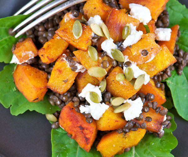 Healthy pumpkin lentil salad recipe