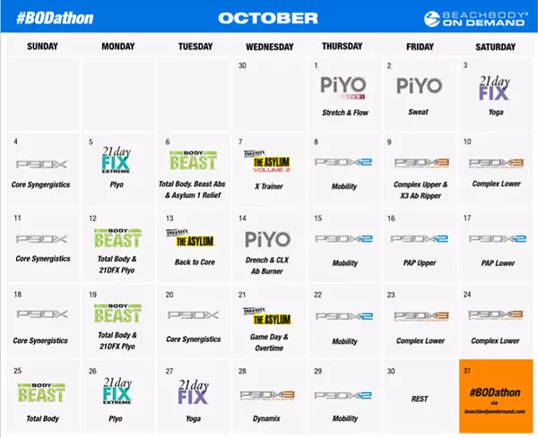 October BODathon Schedule