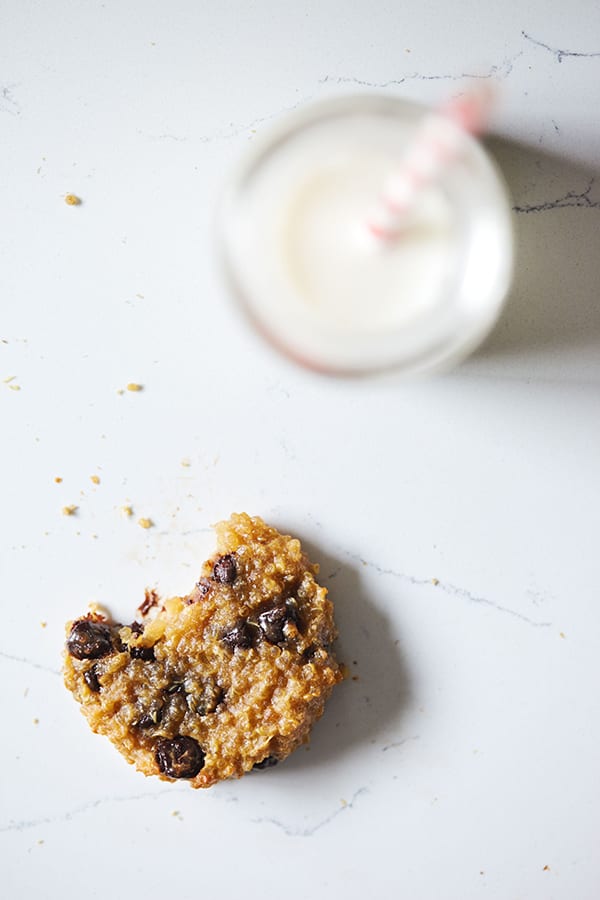 These surprisingly healthy Peanut Butter Chocolate Chip Cookies are made with all natural peanut butter and decadent dark chocolate morsels.