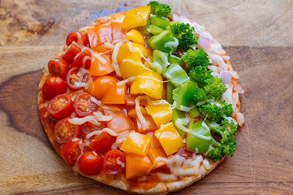 Rainbow Veggie Flatbread Pizza